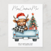 Budget Highland Koe  Truck Kerst Kaart (Voorkant)