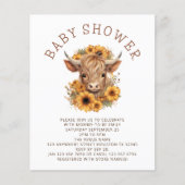 Budget Highland Koe Zonnebloemen Baby shower (Voorkant)