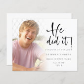 Budget hij deed het Foto Afstuderen kondiging (Voorkant / Achterkant)