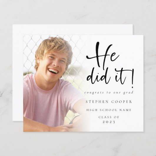 Budget hij deed het Foto Afstuderen kondiging (Voorkant / Achterkant)