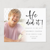 Budget hij deed het Foto Afstuderen kondiging (Voorkant)