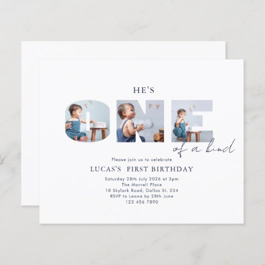 Budget Hij is een van een soort blauwe eerste verj (Voorkant / Achterkant)