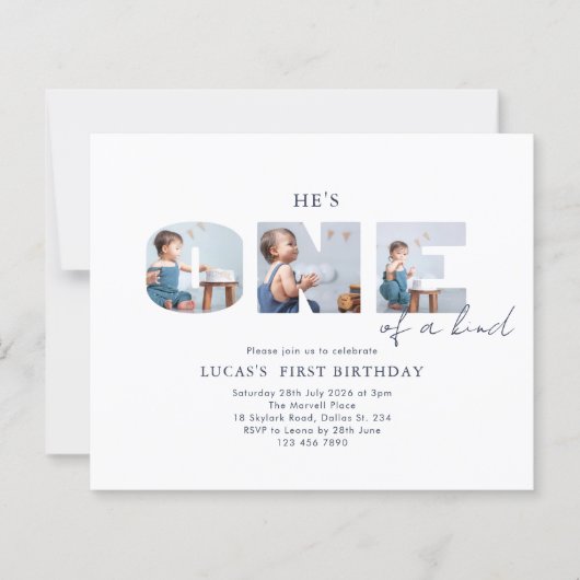 Budget Hij is een van een soort blauwe eerste verj (Voorkant)