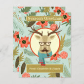 BUDGET Hipster Deer Specialized Kerstmis Kaart (Voorkant / Achterkant)