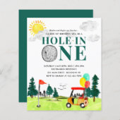 Budget Hole In One Golf Eerste Verjaardag Par-T-sh (Voorkant / Achterkant)