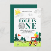 Budget Hole In One Golf Eerste Verjaardag Par-T-sh Notitiekaartje (Voorkant / Achterkant)