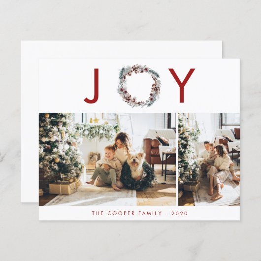 Budget Holiday-fotokaart | Moderne kerst (Voorkant / Achterkant)