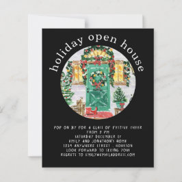 Budget Holiday Open House Party Black Invite