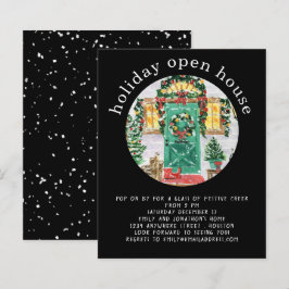 Budget Holiday Open House Party Black Invite