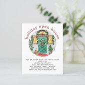 Budget Holiday Open House Party Red Invite (Staand voorkant)