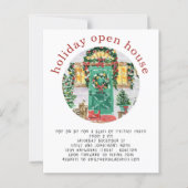 Budget Holiday Open House Party Red Invite (Voorkant)