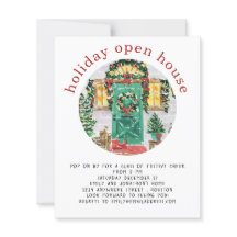Budget Holiday Open House Party Red Invite
