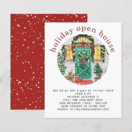 Budget Holiday Open House Party Red Invite