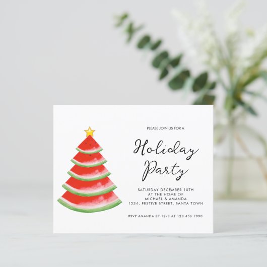 Budget Holiday Party uitnodiging (Staand voorkant)