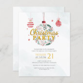 Budget Holiday Red Gold-kerstfeest uitnodiging (Voorkant / Achterkant)