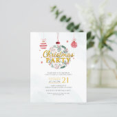 Budget Holiday Red Gold-kerstfeest uitnodiging (Staand voorkant)