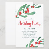 Budget Holly Bedrijfs Kerstfeest Uitnodiging (Voorkant / Achterkant)