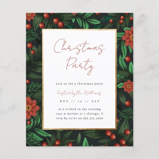 Budget Holly Berries Foliage Kerstfeest (Voorkant)