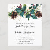 Budget Holly Berries Winter Wedding Invitation (Voorkant)