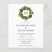 Budget Holly Berries Wreath Wedding Invitation (Voorkant)