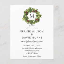 Budget Holly Berries Wreath Wedding Invitation