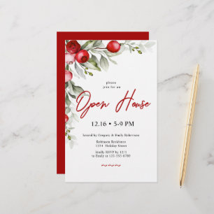 Budget Holly Berry Holiday Party Invitation Statio Briefpapier