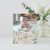 Budget Holly Berry-kerstfotokaart (Staand voorkant)