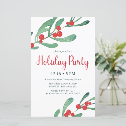 Budget Holly Company Holiday Party Uitnodiging (Staand voorkant)