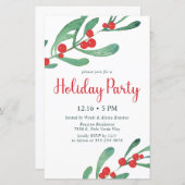 Budget Holly Holiday Party Uitnodiging (Voorkant / Achterkant)