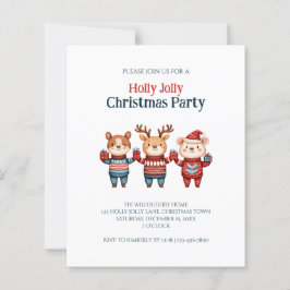 Budget Holly Jolly Christmas Party Uitnodiging