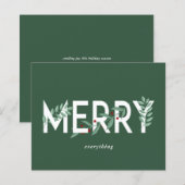 Budget Holly Merry All Green Holiday Card (Voorkant / Achterkant)