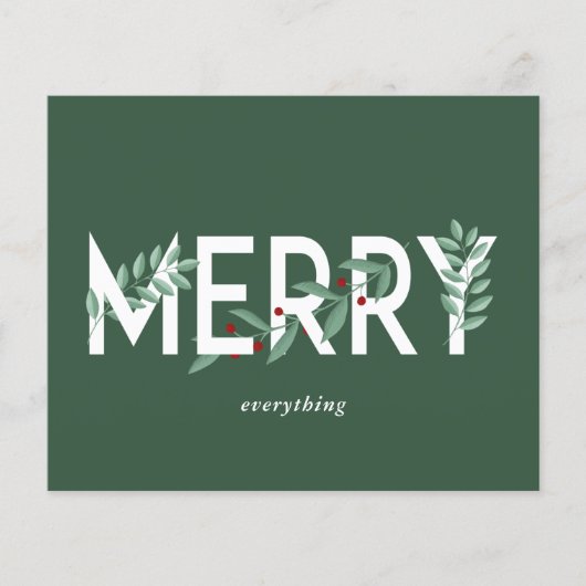 Budget Holly Merry All Green Holiday Card (Voorkant)
