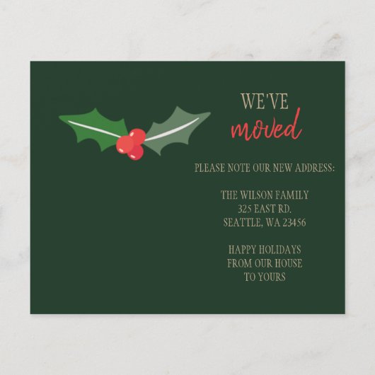 Budget Holly New Home voor Feestdagen Foto Card (Achterkant)