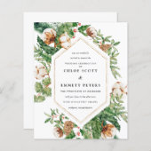 Budget Holly Pine Winter Wedding Invitation (Voorkant / Achterkant)