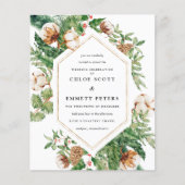 Budget Holly Pine Winter Wedding Invitation (Voorkant)