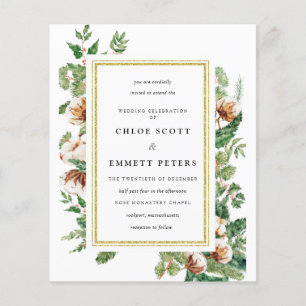 Budget Holly Pine Winter Wedding Invitation