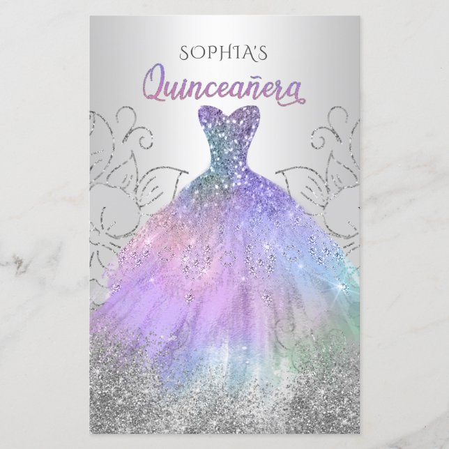 Budget Hologram Dress Quinceañera Uitnodiging (Voorkant)