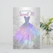 Budget Hologram Dress Sweet 16 Uitnodiging (Staand voorkant)