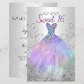 Budget Hologram Dress Sweet 16 Uitnodiging (Voorkant / Achterkant)