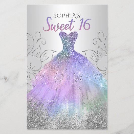 Budget Hologram Dress Sweet 16 Uitnodiging (Voorkant)