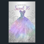 Budget Hologram Dress Sweet 16 Uitnodiging<br><div class="desc">Budget Silver Hologram Rainbow Sparkle Dress Sweet 16 Birthday Uitnodiging</div>