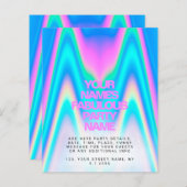 Budget Holographic Iridescent Y2K Party Uitnodigin (Voorkant / Achterkant)