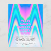 Budget Holographic Iridescent Y2K Party Uitnodigin (Voorkant)