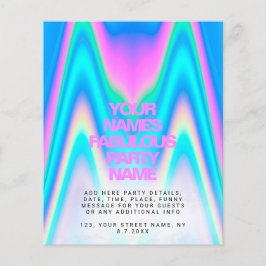 Budget Holographic Iridescent Y2K Party Uitnodigin