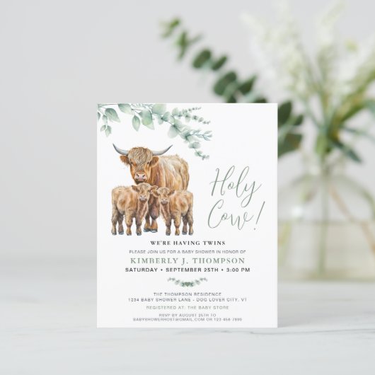 Budget Holy Koe Twin Highland Calf Baby shower (Staand voorkant)