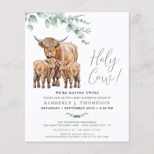 Budget Holy Koe Twin Highland Calf Baby shower (Voorkant)
