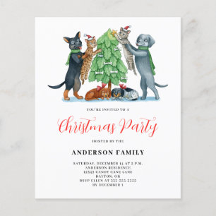 Budget Hond Kat Kerstfeest Uitnodiging