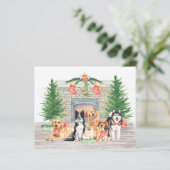 Budget Hondenliefhebber Cute Puppy Fireplace Kerst (Staand voorkant)
