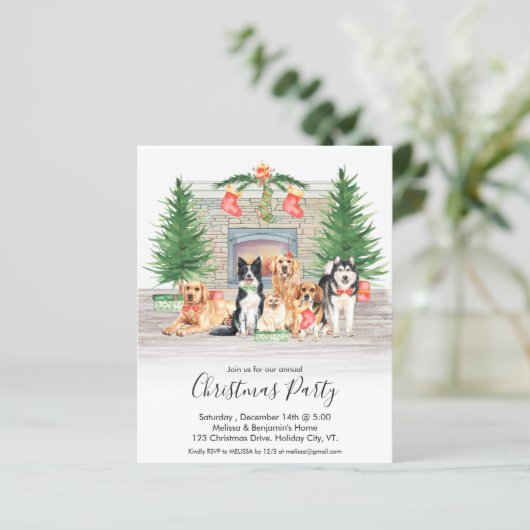 Budget Hondenliefhebber Pet Dogs Kerstfeest Uitnod (Staand voorkant)
