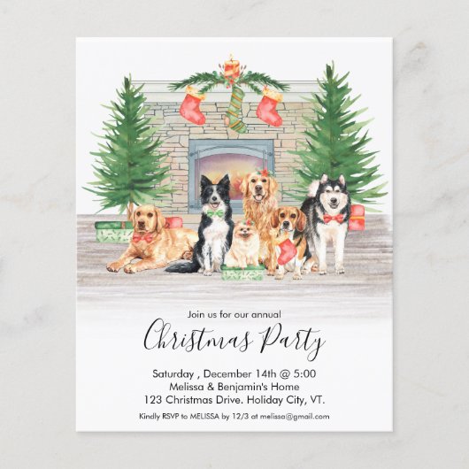 Budget Hondenliefhebber Pet Dogs Kerstfeest Uitnod (Voorkant)